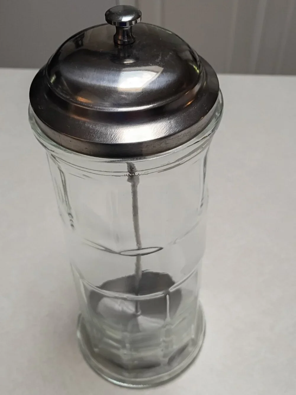 Martha Stewart Collection Glass Straw Dispenser Vintage Diner Style Metal Lid
